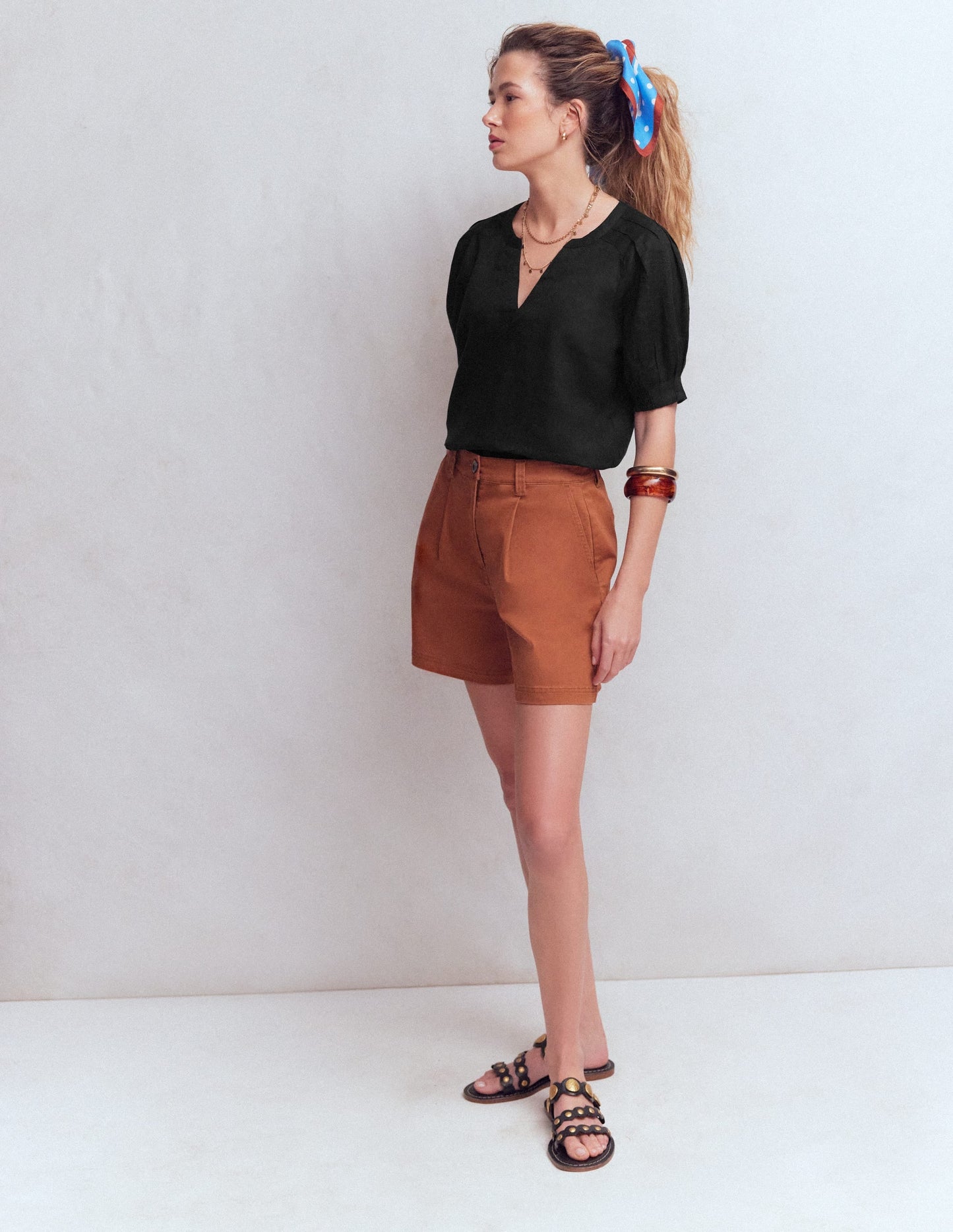 Rae Linen Top-Black