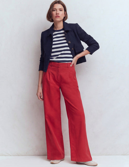 Relaxed Cotton T-shirt-Navy and Ivory Stripe