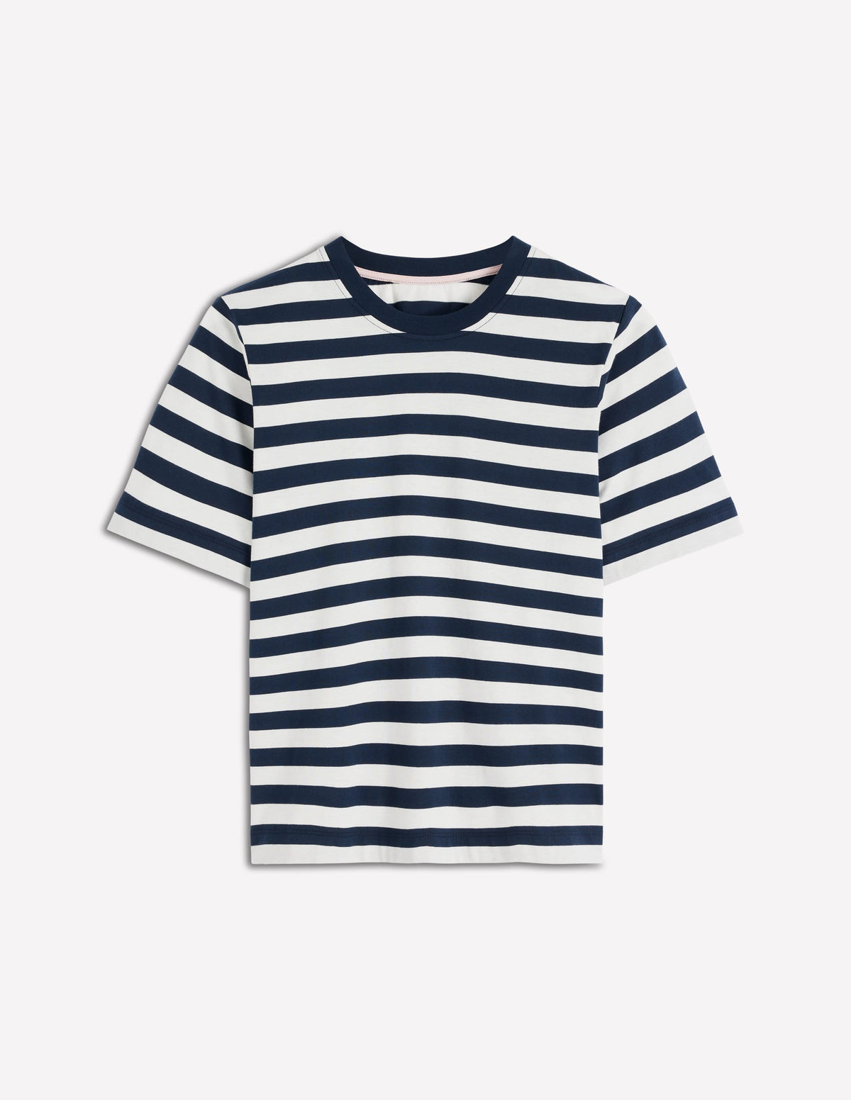 Relaxed Cotton T-shirt-Navy and Ivory Stripe