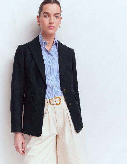 Stamford Linen Blazer-Navy