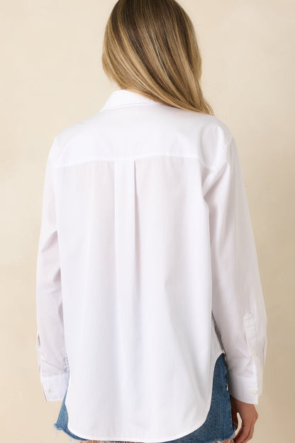 SPANX® White Cotton Poplin Oversized Button-Up Shirt