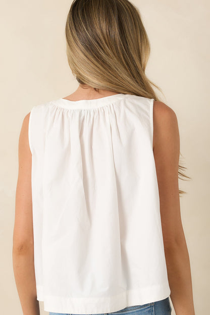 Prosperina Mara White Cotton Sleeveless Blouse