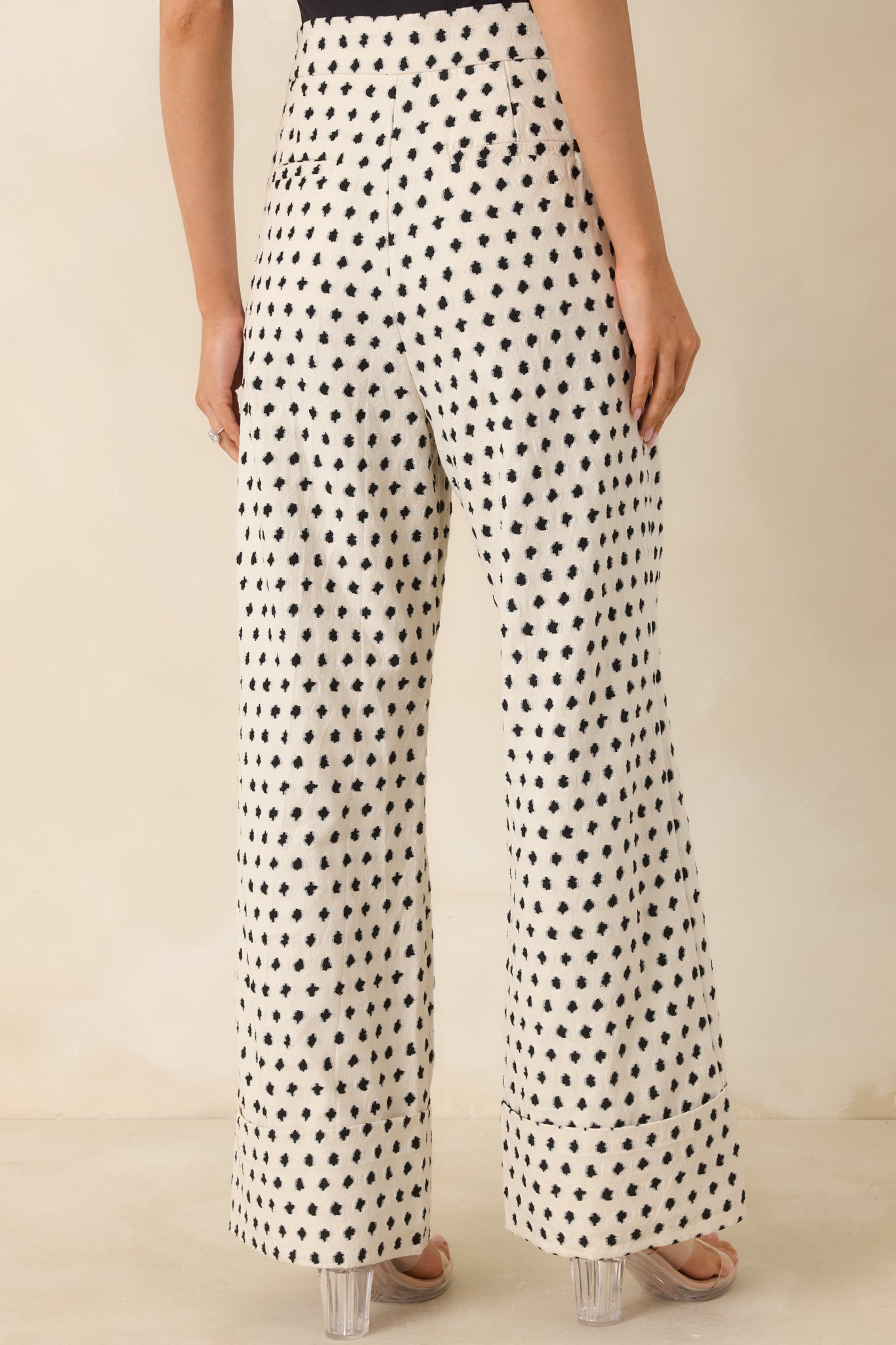 FRNCH Isolde Ivory & Black Cotton Linen Trousers
