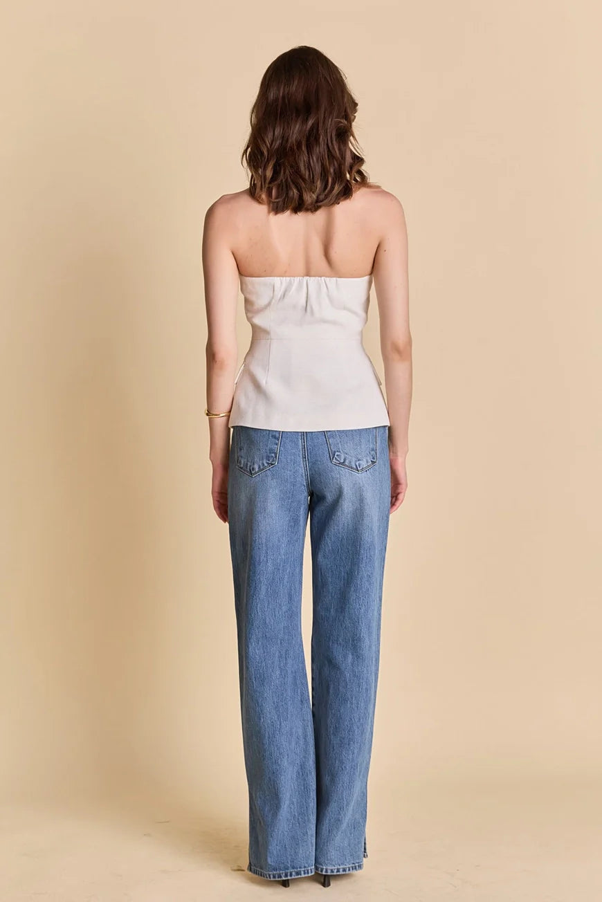 Endless Rose Linen Button Up Tube Top