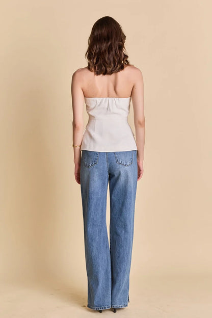 Endless Rose Linen Button Up Tube Top