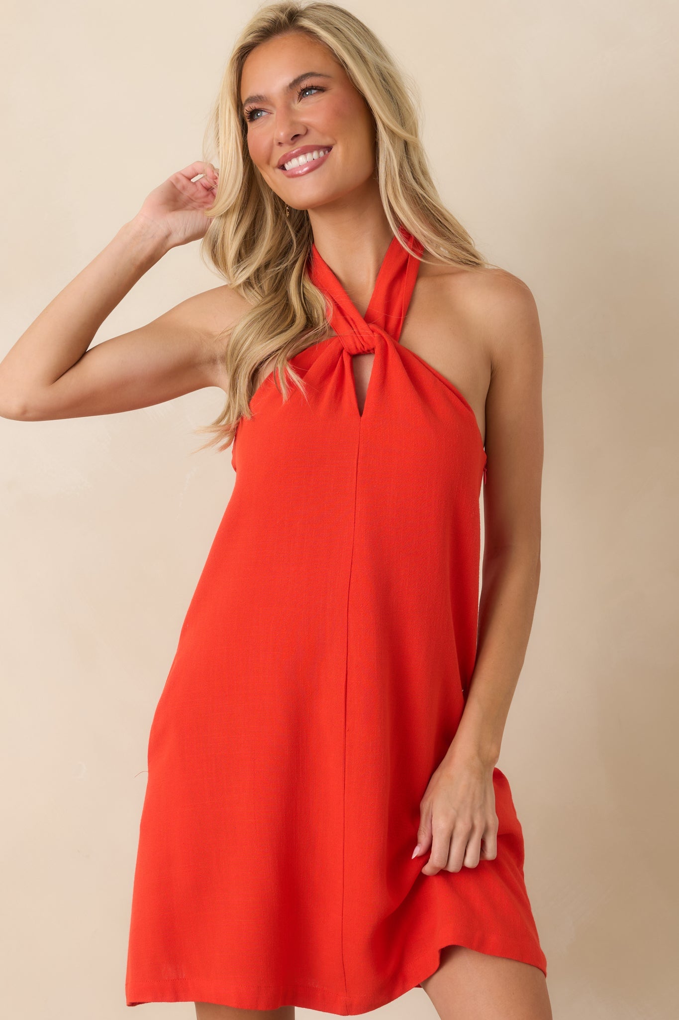 Paradisa Coralia Sangria Red Cotton Blend Mini Dress