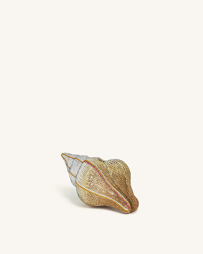仿水晶貝殼造型手拿包－金色