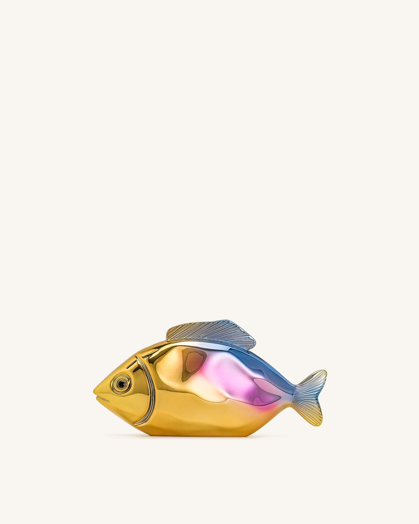 魚形手拿包 - 金色/藍色