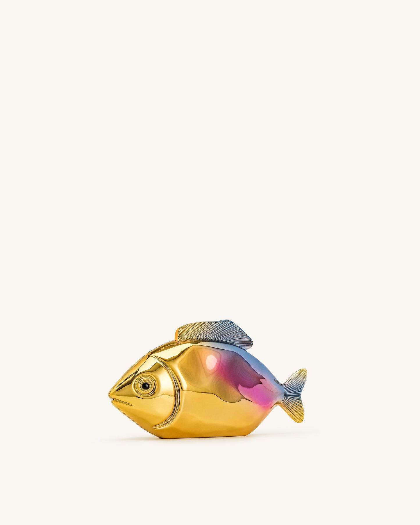 魚形手拿包 - 金色/藍色