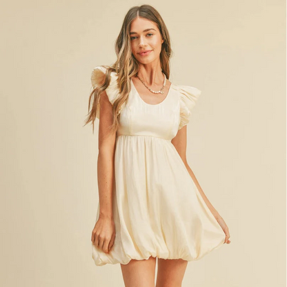 Metallic Bubble Hem Mini Dress