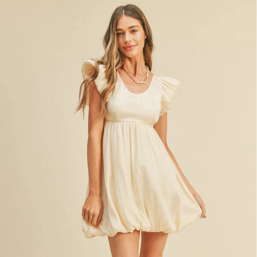 Metallic Bubble Hem Mini Dress