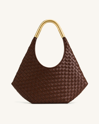 Olivia 手工編織金屬提把流浪包－咖啡色