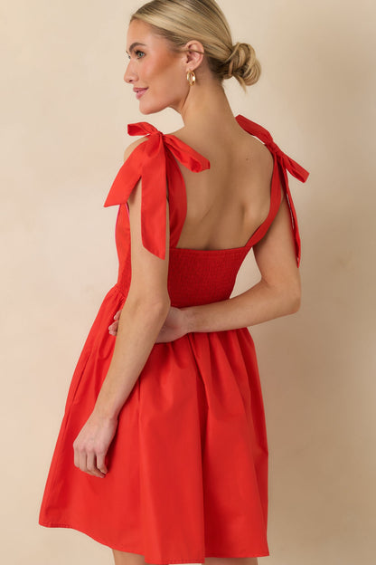 Love Without Limits Red Bow Strap Mini Dress