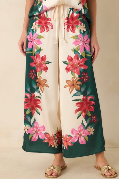 Z Supply Lani Kiwi Teal Multi Floral Wide Leg Pants