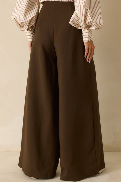 Chart the Course Dark Brown Wide Leg Button Pants