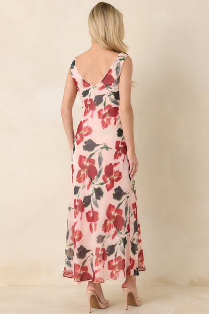 MINKPINK Arabella Red Floral Mesh Midi Dress