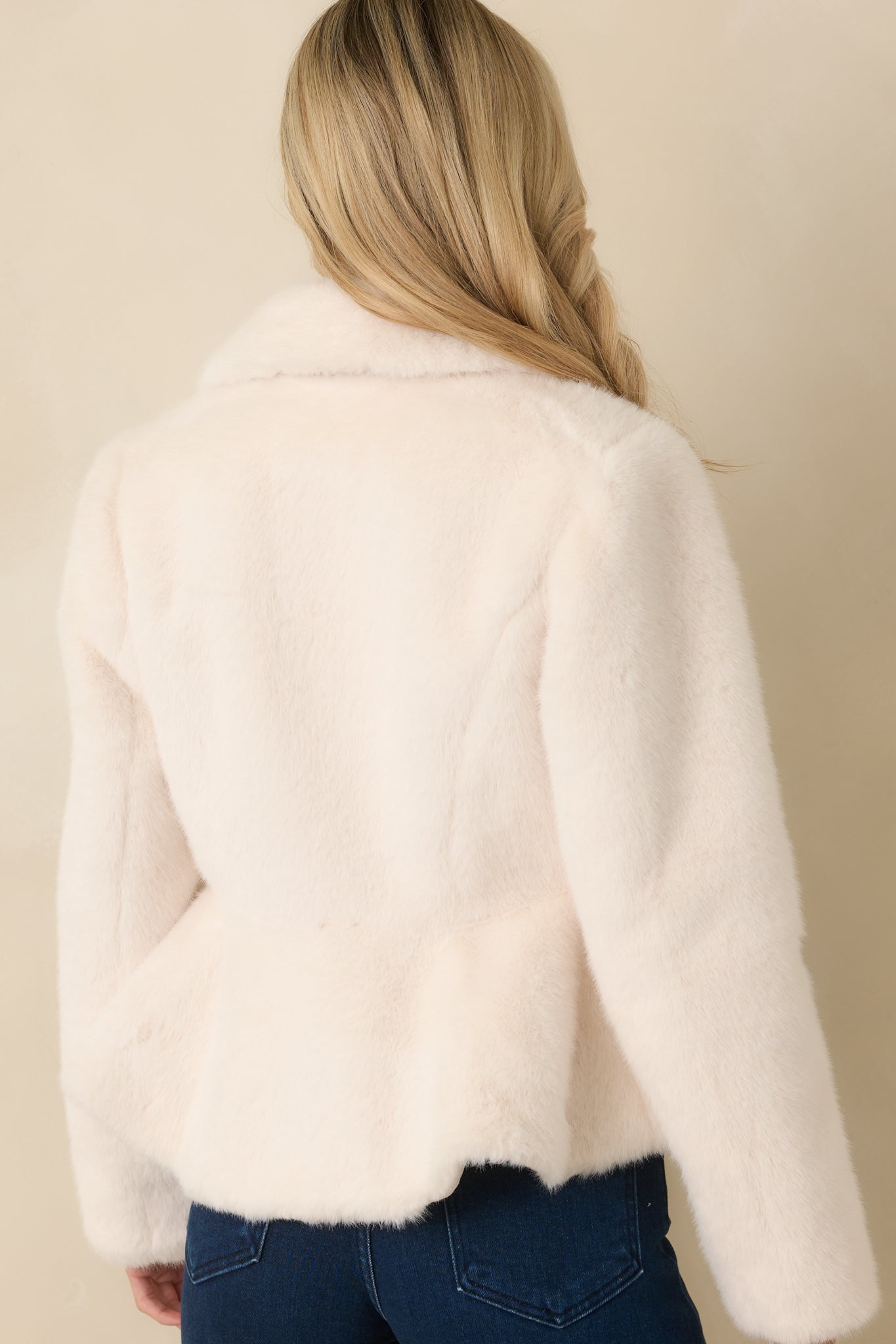 Roam Free Ivory Faux Fur Fitted Coat