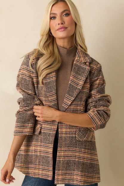Timeless Type Brown Plaid Overcoat