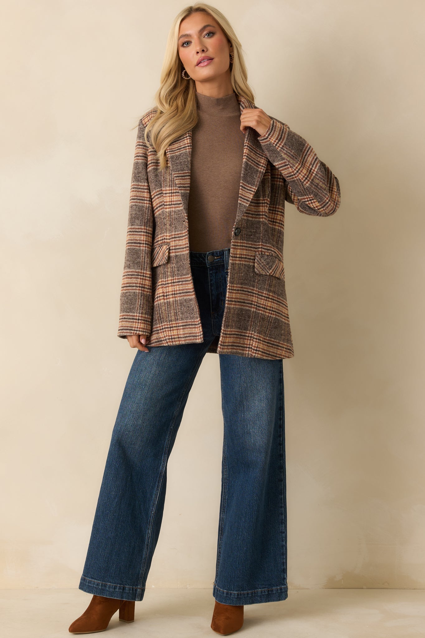 Timeless Type Brown Plaid Overcoat