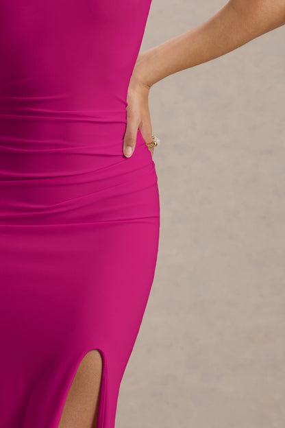 Dressing Up | Hot Pink One Shoulder Maxi Dress With Open Back Detail