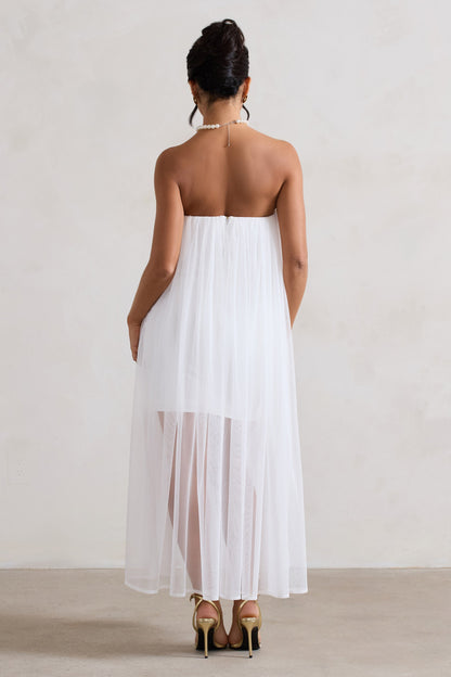 Dreamland | Ivory Sweetheart Corset Mini Dress With Tulle Overlay