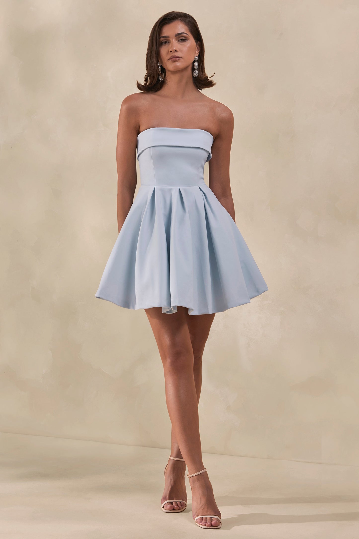 Bruna | Powder Blue Bandeau Skater Mini Dress