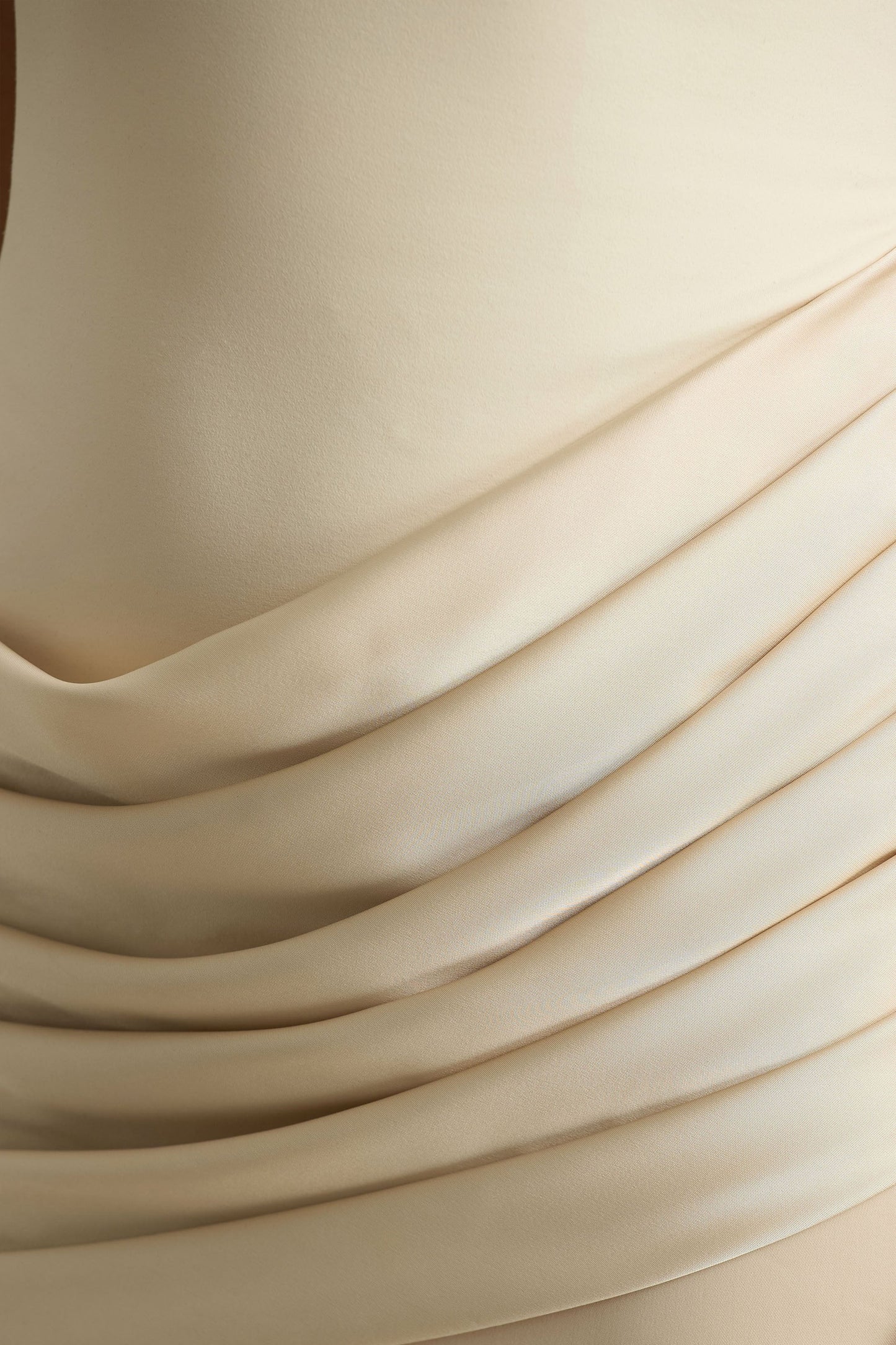 Akari | Cream Crew-Neck Maxi Dress With Satin Skirt