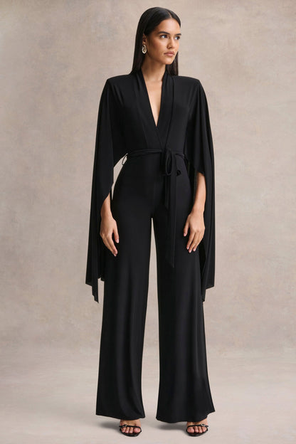 Laurina | Black Plunge-Neck Jumpsuit