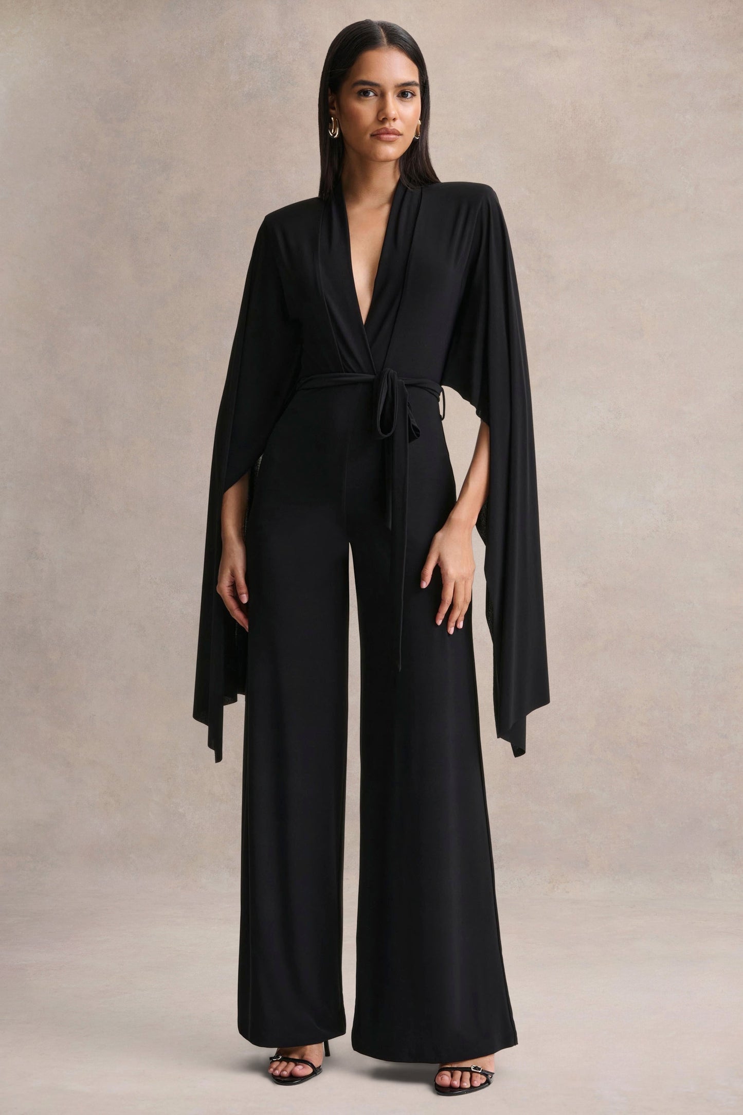 Laurina | Black Plunge-Neck Jumpsuit