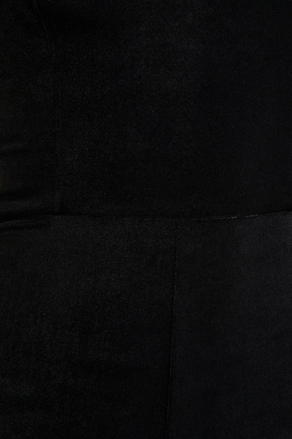 Arcane | Black Velvet Bandeau Jumpsuit With Scarf