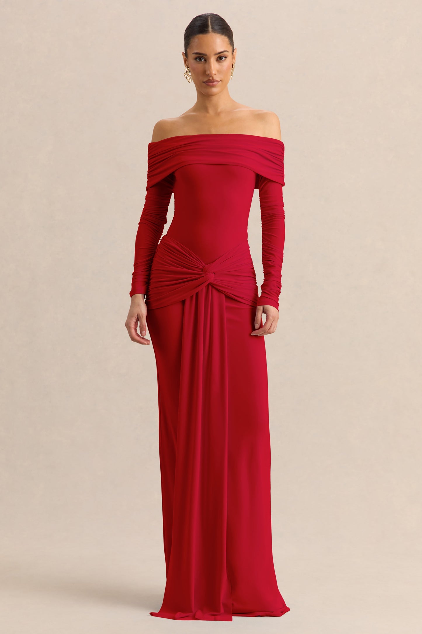 Flynne | Red Wrapped Maxi Skirt With Sash