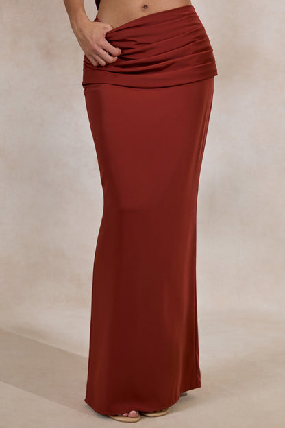 Anina | Rust Satin Maxi Skirt