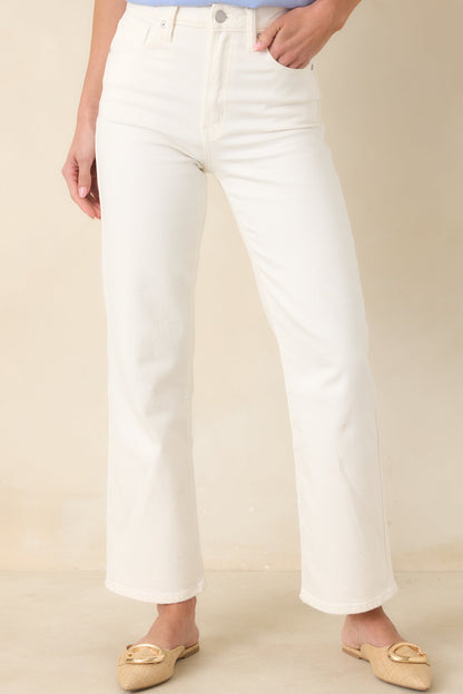 Hard At Work White Straight Leg Jeans