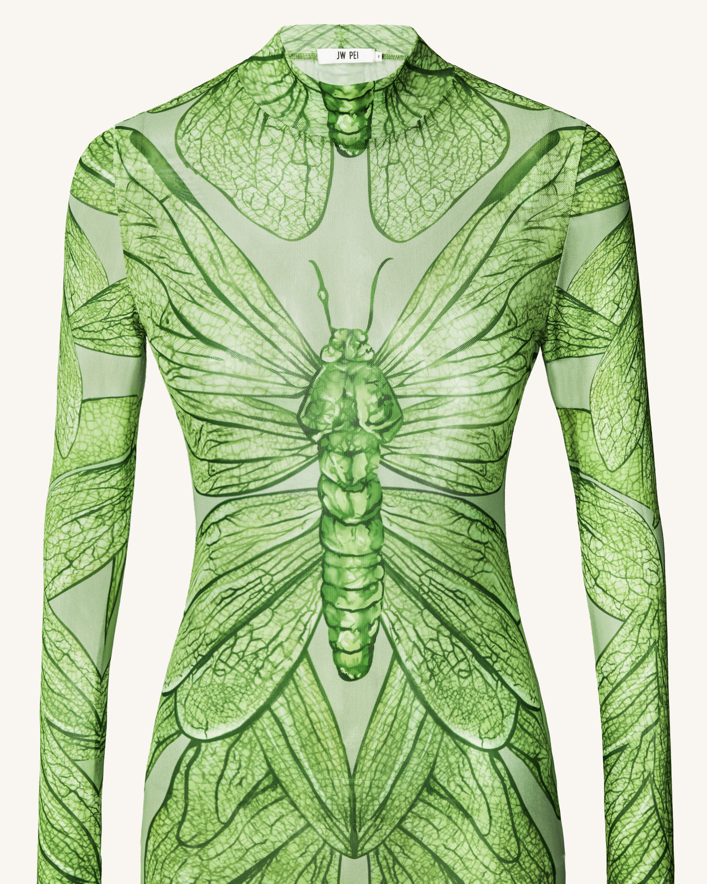 祖母綠蜻蜓薄紗禮服 - 綠色