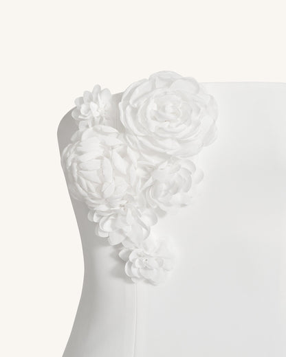 Petal Perfection 雞尾酒洋裝 - 白色