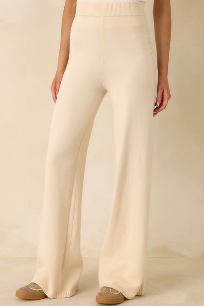 Polished Path Beige Knit Wide Leg Pants