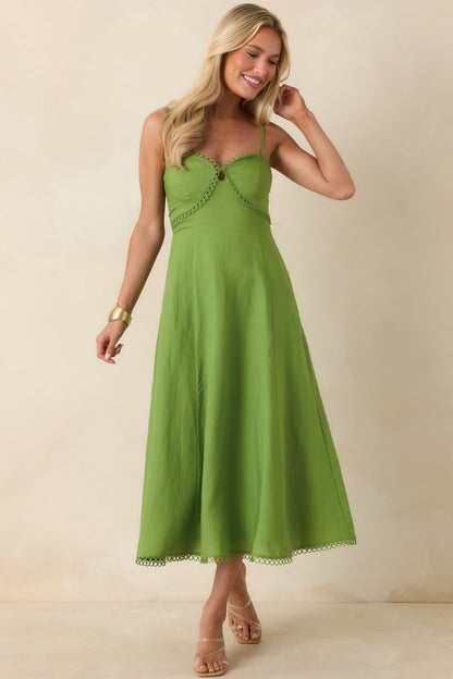 ASTR The Label Christie Green Linen Blend Midi Dress