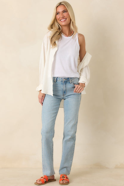 Dusk Enchantment Light Wash Straight Leg Jeans