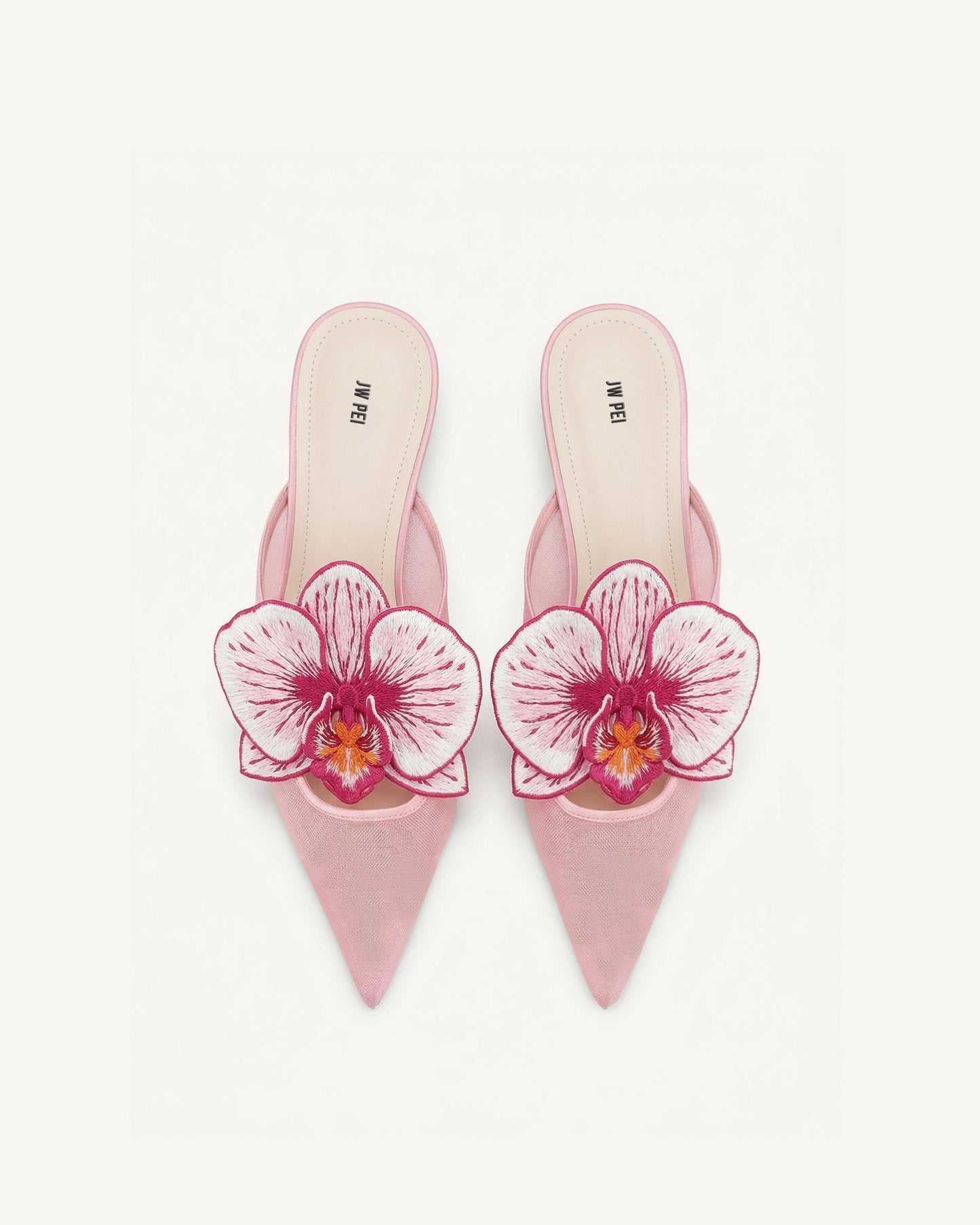 Helena 刺繡裝飾鏤空穆勒鞋 - 粉紅色