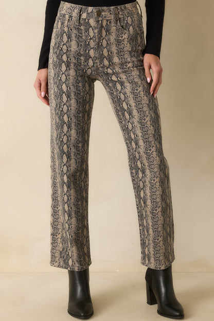 Made For Days Like This Tan Snakeskin Cotton Stretch Jeans