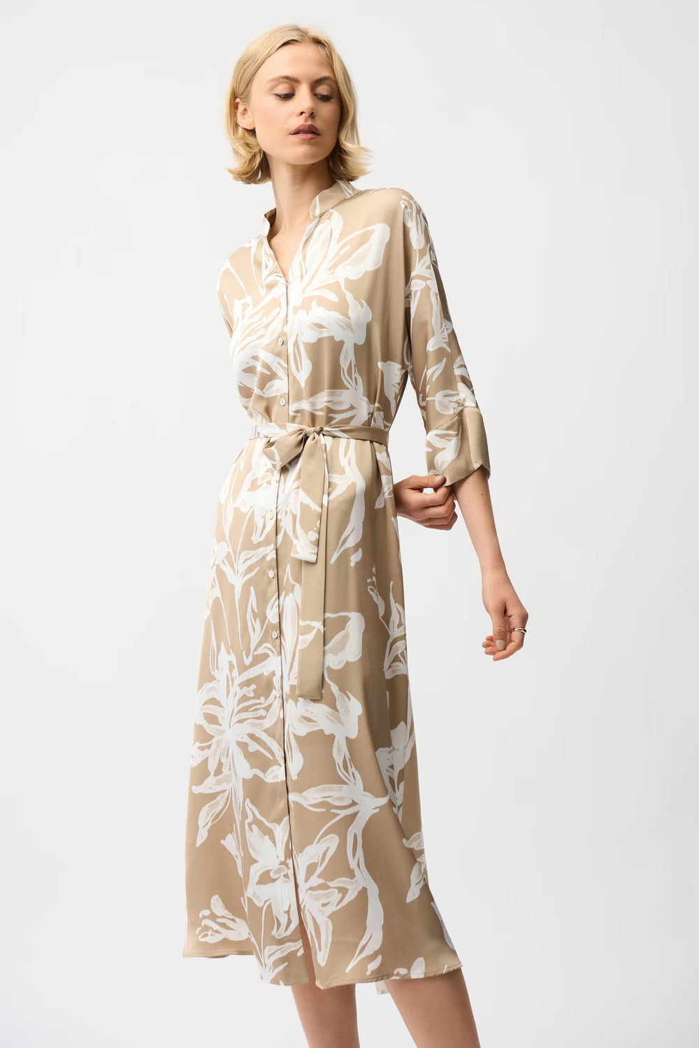 Joseph Ribkoff Floral Belted Shirt Dress