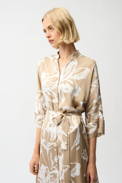 Joseph Ribkoff Floral Belted Shirt Dress