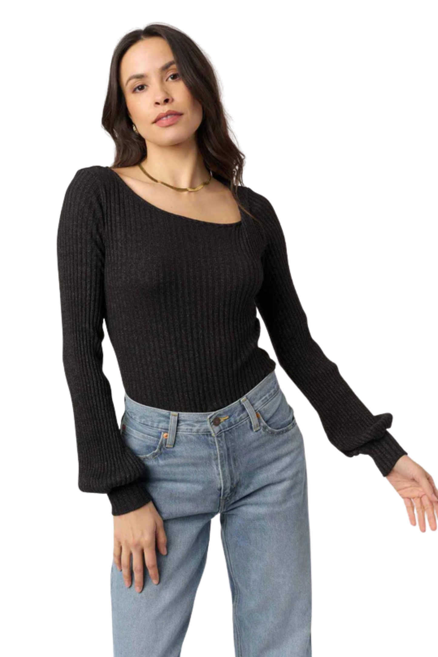 Mood For Love Twist Front Lurex Rib Longsleeve
