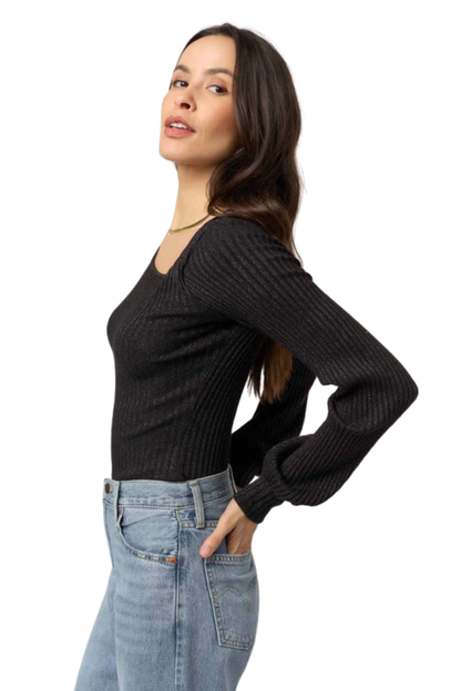 Mood For Love Twist Front Lurex Rib Longsleeve