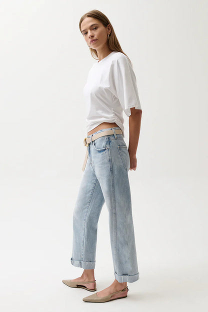 PISTOLA Kacey Mid Rise Cuffed Straight Jean
