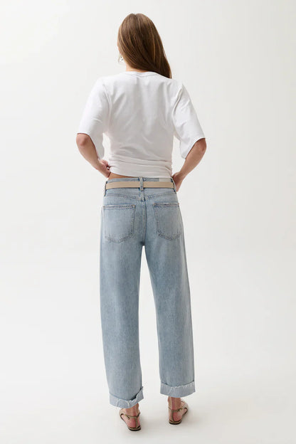 PISTOLA Kacey Mid Rise Cuffed Straight Jean