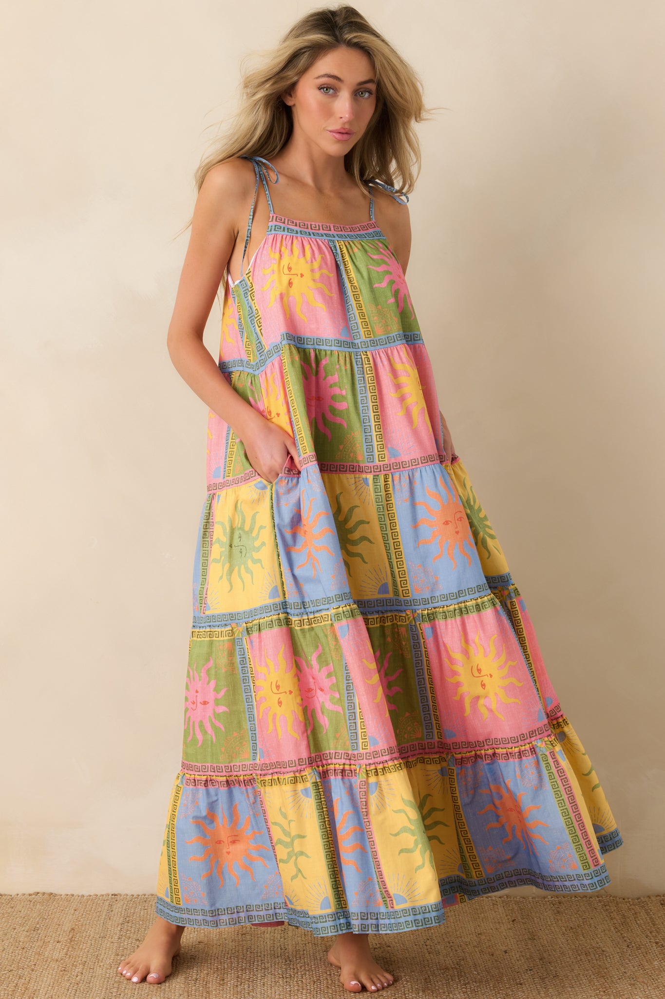 Paradisa Kiawah Multi Cotton Voile Sun Print Maxi Dress