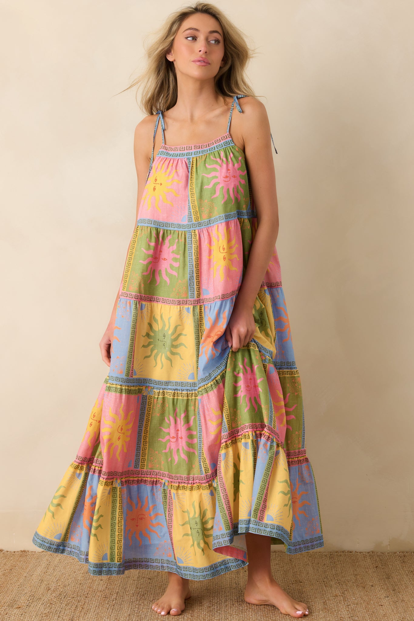 Paradisa Kiawah Multi Cotton Voile Sun Print Maxi Dress