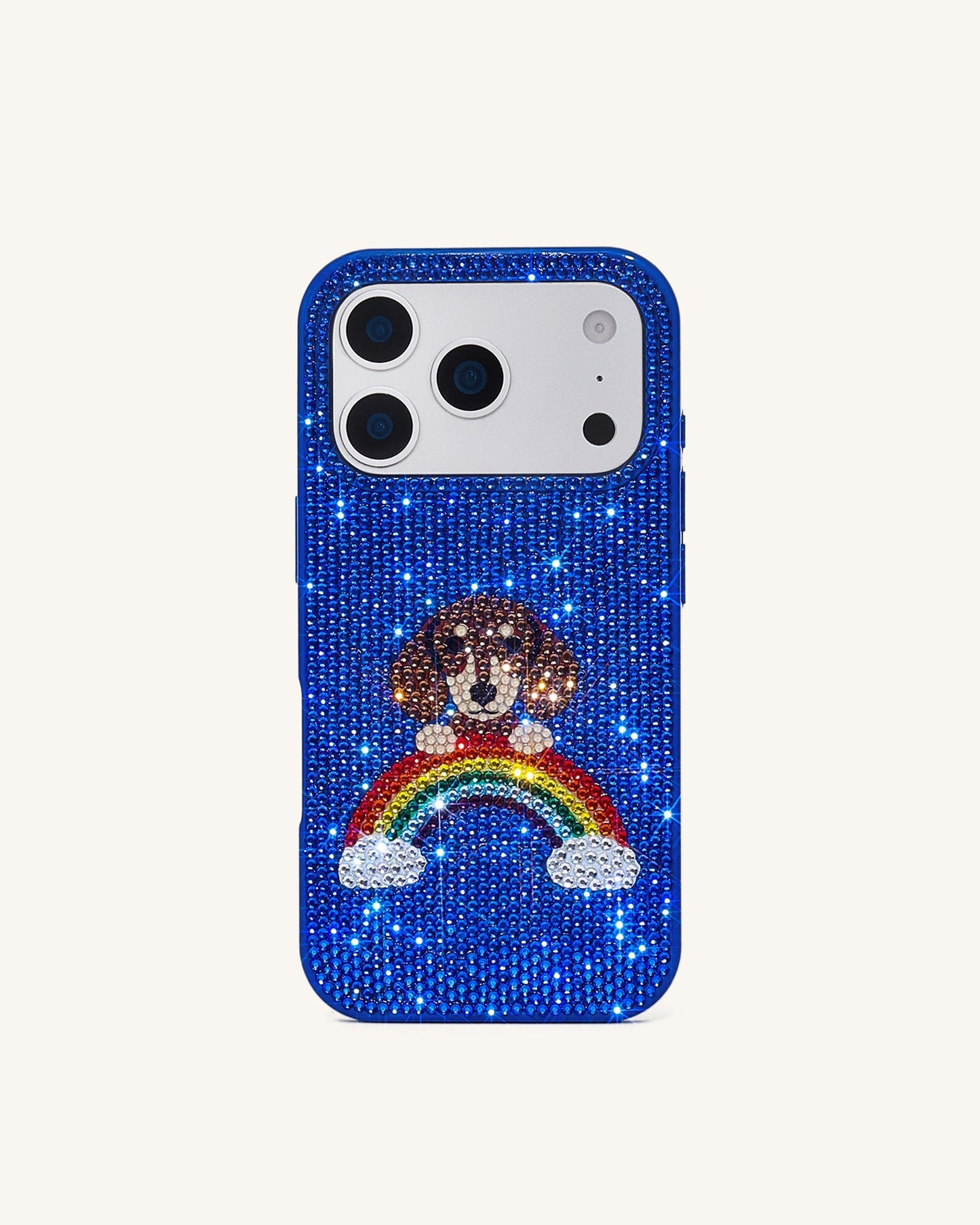 Rainbow 狗狗人造水晶手機殼 - 藍色