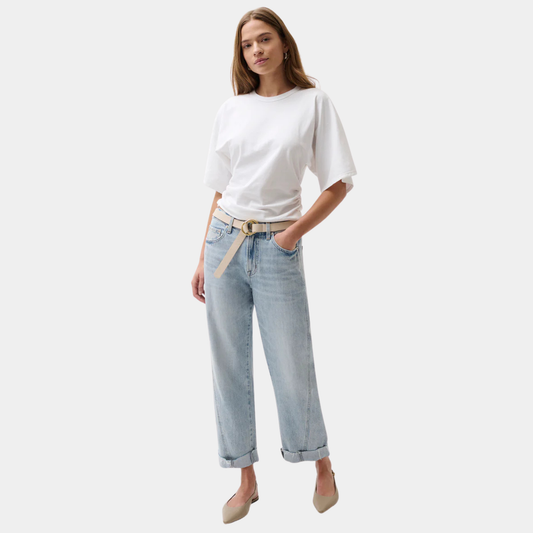 PISTOLA Kacey Mid Rise Cuffed Straight Jean